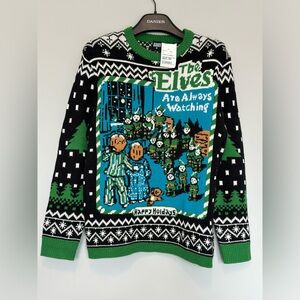 Steven Rhodes “Elves Are Always Watching” Ugly Christmas Sweater S NWT